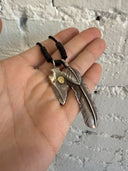 GOROS XL SILVER FEATHER WITH ARROWHEAD ON ROPE NECKLACE